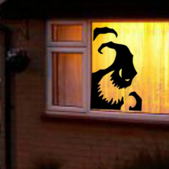 Halloween Window Cling Sticker,Giant Spooky Monster Silhouette Window Decals - Picture 1 of 5